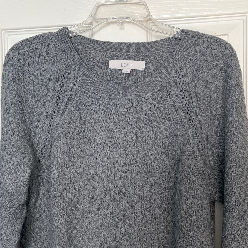 LOFT Heather Gray Crew Neck Sweater
